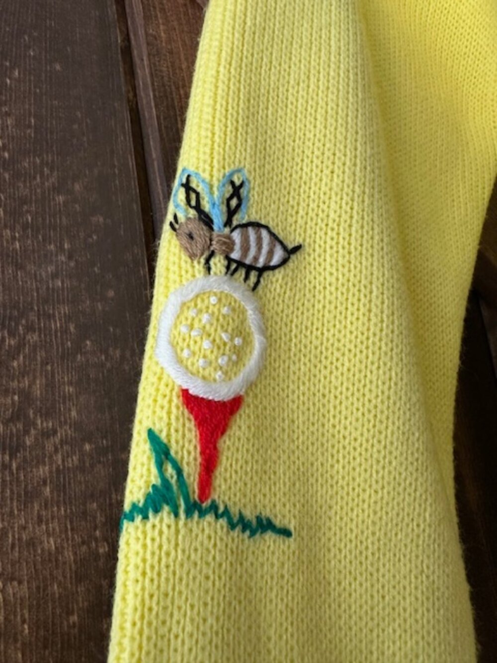 Andrew Aresti Vintage 1950's Golf Embroidered Cardigan Sweater Womens Yellow S - Picture 6 of 15